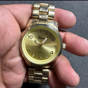 Vivani Ladies Quartz Watch Gold Tone Gold Dial Working With New Battery